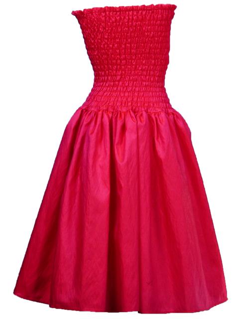 Hula Midi Shirring Back Satin Dress / Pink / J1372pi-hulaohana