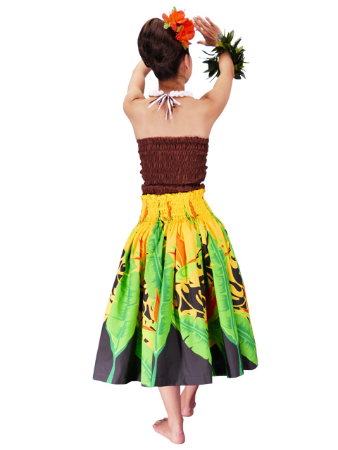 Hula Pa'u Skirt with Bird of Paradise Print / Yellow /G2096-hulaohana