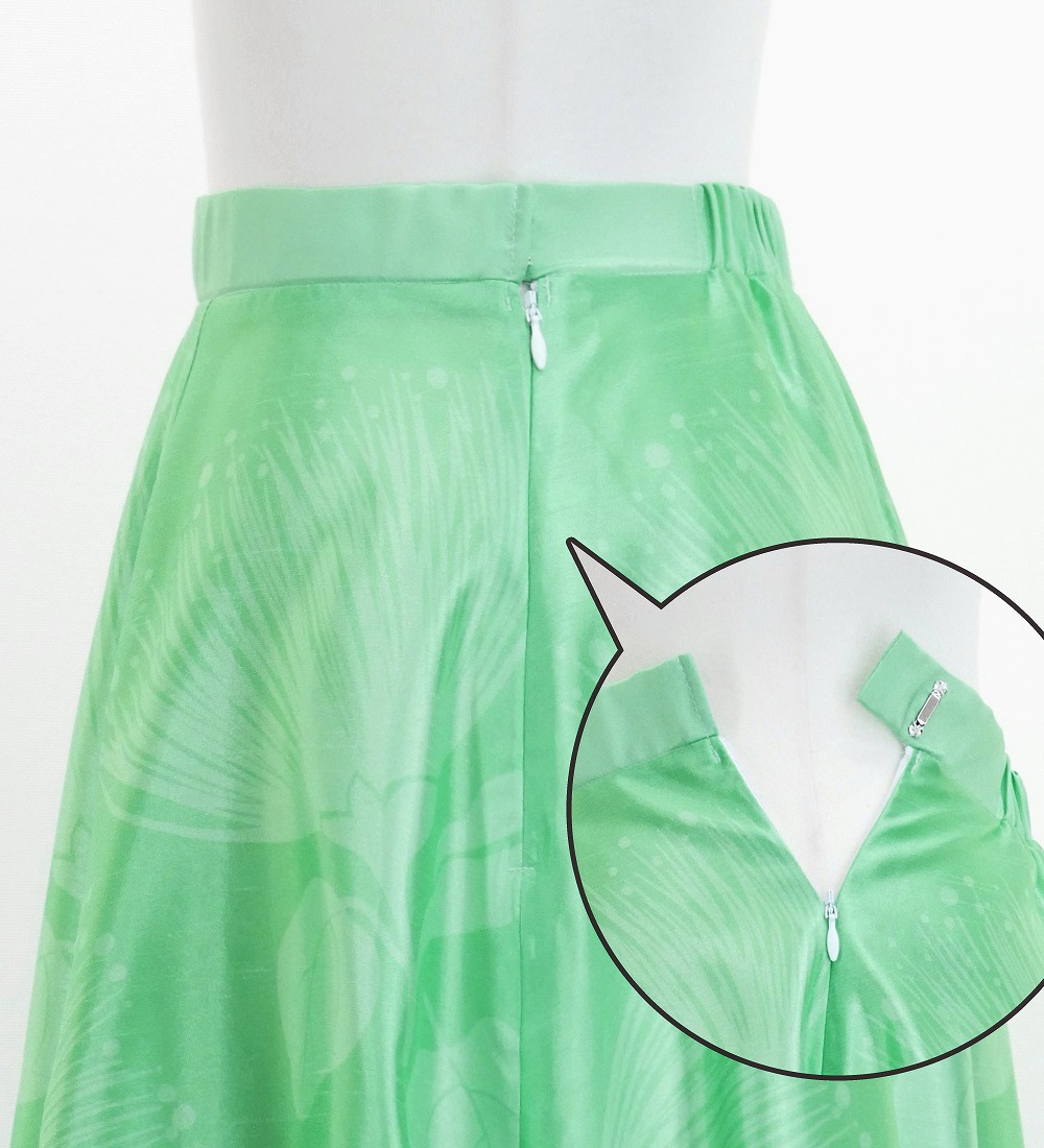 Hula Long circular skirt with Lehua/ Luxury Collection / Green /  J2716gr-hulaohana