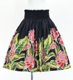Hula Pa'u Skirt with Protea Print / Black / G3237