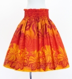Hula Pa'u Skirt with Hibiscus Print / Orange & Red / G3241