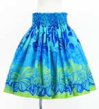 Hula Pa'u Skirt with Hibiscus Print / Yellow & Royal / G3245