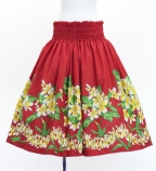 Hula Pa'u Skirt with Plumeria Print / Red / G3247