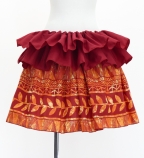 Tahitian Skirt with Leaf Print / Coral / G3253