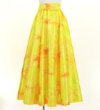 Hula Long Circular Skirt with Hawaiian Flower / Luxury Collection / Yellow / J3201-21
