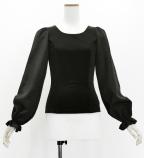 Hula Long Sleeve Blouse with Velvet / Black / J3224bk