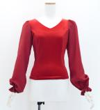 Hula Long Sleeve Blouse with Velvet / Dark Red 2 / J3192drd2