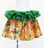 Tahitian Shantung Skirt with Hawaiian Leaf Print / Luxury Collection / Orange / J3226-10