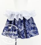 Tahitian Shantung Skirt with Kahiko & Hibiscus Print / Luxury Collection / Navy / J3226-19