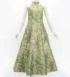 Hula Long Banana Leaf Dress with Shantung / Luxury Collection / Beige / J3252be