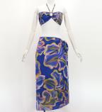 Koshibo Bra Top & Short Pareo / Gradient Hibiscus / Purple & Yellow / J3259-12