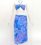 Koshibo Bra Top & Short Pareo / Gradient Hibiscus / Blue & Pink / J3259-13