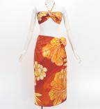 Koshibo Bra Top & Short Pareo / Hibiscus / Orange / J3259-14