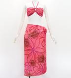 Koshibo Bra Top & Short Pareo / Lehua / Pink & Red / J3259-20