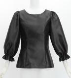 Hula 3/4 Sleeve Blouse with Shantung / Black / J3264bk