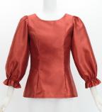 Hula 3/4 Sleeve Blouse with Shantung / Dark Red 2 / J3264drd2
