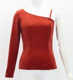 Hula One Shoulder Long Sleeve Blouse with Velvet / Dark Red 2 / J3268drd2