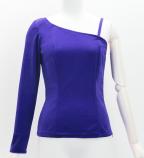 Hula One Shoulder Long Sleeve Blouse with Velvet / Royal Blue / J3268rbl