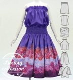 Hula Blouse & Pa'u Set-Up with Lokelani Print / Luxury Collection / J3270-1