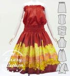 Hula Blouse & Pa'u Set-Up with Lokelani Print / Luxury Collection / J3270-2