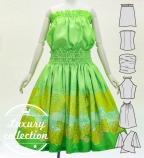 Hula Blouse & Pa'u Set-Up with Lokelani Print / Luxury Collection / J3270-4