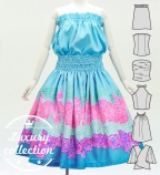 Hula Blouse & Pa'u Set-Up with Lokelani Print / Luxury Collection / J3270-5