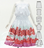 Hula Blouse & Pa'u Set-Up with Lokelani Print / Luxury Collection / J3270-6