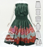 Hula Blouse & Pa'u Set-Up with Lokelani Print / Luxury Collection / J3270-8