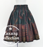 Hula Shantung Pa'u Skirt with kahiko / Luxury Collection / Black / J3271bk