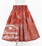 Hula Shantung Pa'u Skirt with kahiko / Luxury Collection / Red / J3271rd