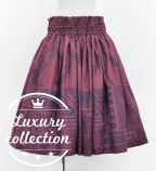Hula Shantung Pa'u Skirt with Kahiko / Luxury Collection / Wine / J3271wi