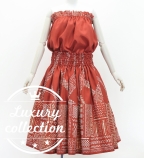 Hula Blouse & Pa'u Set-Up with Kahiko Print / Luxury Collection / Red / J3272rd