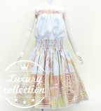 Hula Blouse & Pa'u Set-Up with Kahiko Print / Luxury Collection / White / J3272wh