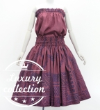 Hula Blouse & Pa'u Set-Up with Kahiko Print / Luxury Collection / Wine / J3272wi