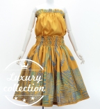 Hula Blouse & Pa'u Set-Up with Kahiko Print / Luxury Collection / Yellow / J3272ye