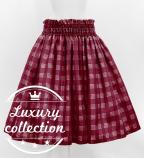 Hula Shantung Pa'u Skirt with Palaka Check Print / Luxury Collection / Wine / J3308wi