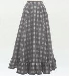 Hula Long Frill Shantung Circular Skirt with Palaka Check Print / Gray / J3309gy