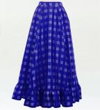 Hula Long Frill Shantung Circular Skirt with Palaka Check Print / Royal Blue / J3309rbl