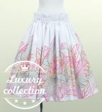 Hula Shantung Pa'u Skirt with Hawaiian Leaf Print / Luxury Collection / White / J3310wh