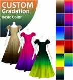 [Gradation]Custom Long Dress With 3gather Frill Puff Sleeves / JC107-gradation-B