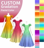 [Gradation]Custom Long Dress With 3gather Frill Puff Sleeves/ Pastel Color Gradation / JC107-gradati...