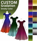 [Gradation]Custom Long Dress With 3gather Frill Puff Sleeves/ Smoky Color Gradation / JC107-gradatio...