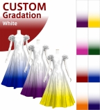 [Gradation]Custom Long Dress With 3gather Frill Puff Sleeves/ White Color Gradation / JC107-gradatio...