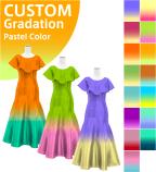 [Gradation] Custom Ruffled Collar Mermaid Dress with Shantung / Pastel Color Gradation / JC27-gradat...