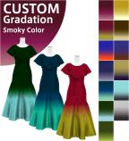 [Gradation] Custom Ruffled Collar Mermaid Dress with Shantung / Smoky Color-Gradation / JC27-gradati...