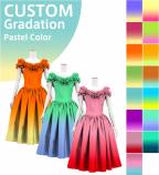 [Gradation]Custom Midi Dress with Shantung/ Pastel Color Gradation / JC36-gradation-P