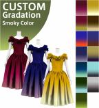 [Gradation]Custom Midi Dress with Shantung/ Smoky Color Gradation / JC36-gradation-S