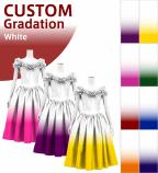 [Gradation]Custom Midi Dress with Shantung/ White Color Gradation / JC36-gradation-W