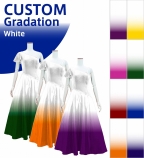 [Gradation] Custom One Shoulder Frilled Long Dress with Velvet × Shantung / White Color-Gradation / ...