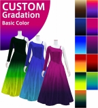 [Gradation] Custom One Shoulder Long Sleeve Dress with Velvet × Shantung / Basic Gradation / JC49-gr...